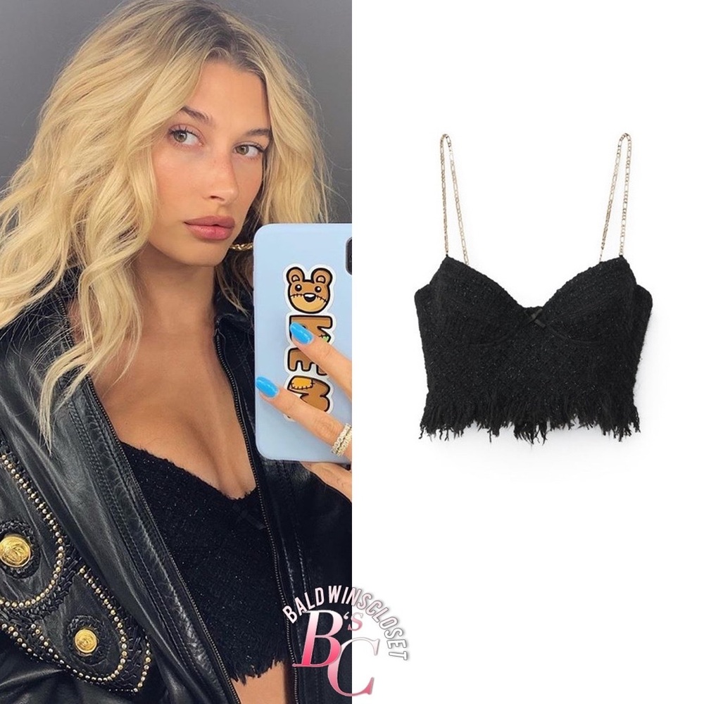 NEW Alexander Wang Tweed Chain Strap Crop Top